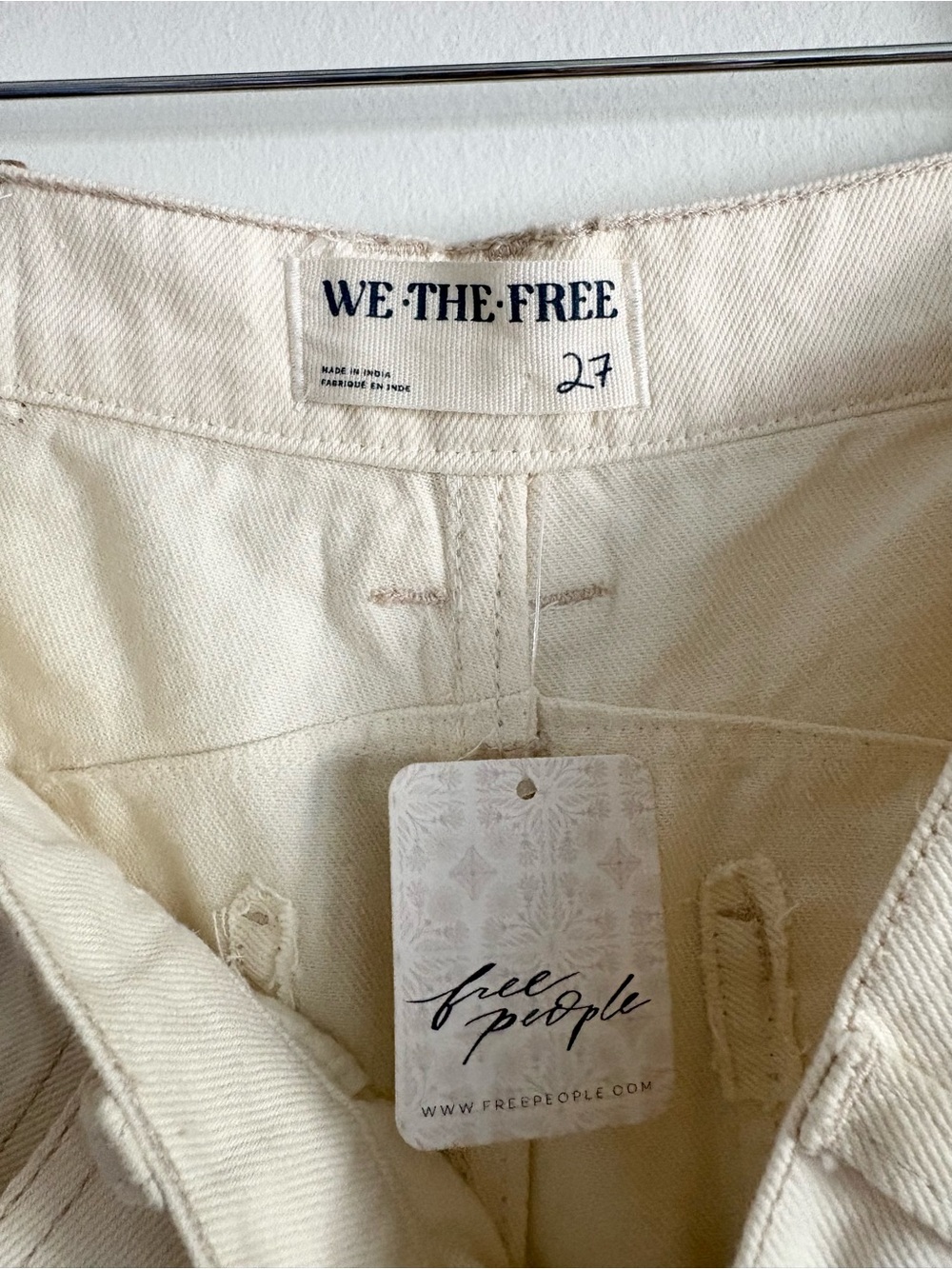 We The Free Good Luck Soutache Barrel Jeans in Ivory NEW - Picture 7 of 7